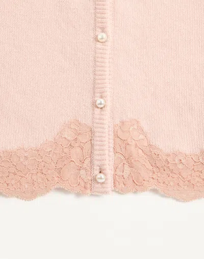 Valentino Wool Cardigan With Lace Woman Pink Xs In Brown