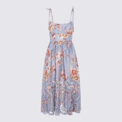 Zimmermann Womens Chambray Floral Awaken Picnic Floral Linen Midi Dress Xxs In Blue