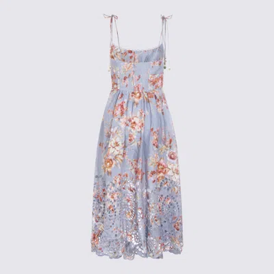 Zimmermann Womens Chambray Floral Awaken Picnic Floral Linen Midi Dress Xxs In Blue