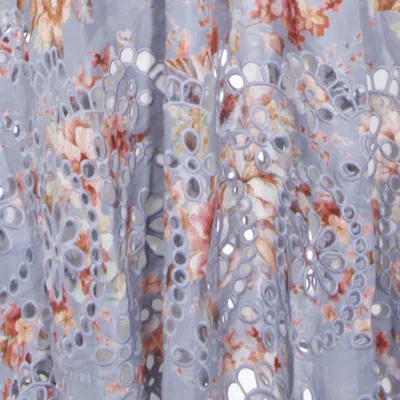 Zimmermann Womens Chambray Floral Awaken Picnic Floral Linen Midi Dress Xxs In Blue