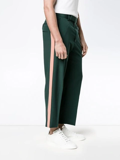 Shop Gucci Cropped Tailored Trousers - Green