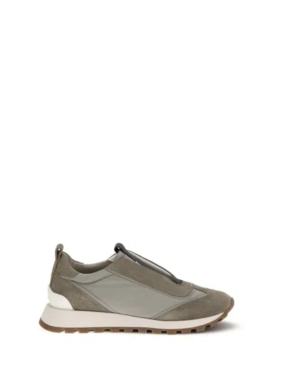 Brunello Cucinelli Runners Sneakers Pull Tab Rubber Sole In Green