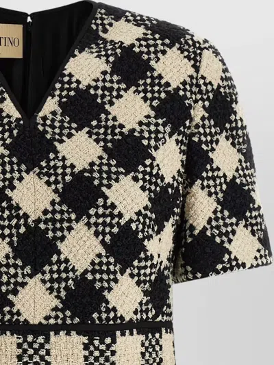Valentino Women Blackwhite Damier Tweed Dress, Xs Luxury Dresses For Women Darveys