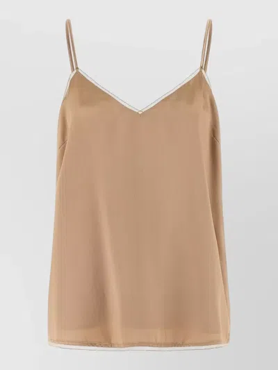 Fabiana Filippi Women Beige Lingerie Top, S Luxury Tops For Women Darveys In Brown