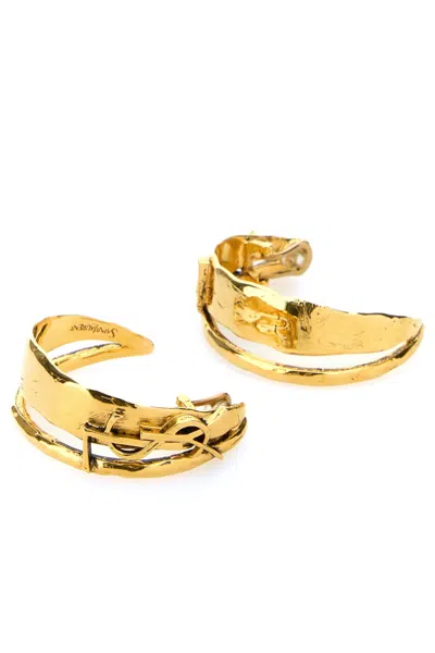 Saint Laurent Gold Metal Cassandre Earrings In Gold