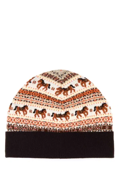 Stella Mccartney Fair Isle Horse-pattern Label Beanie In Multi