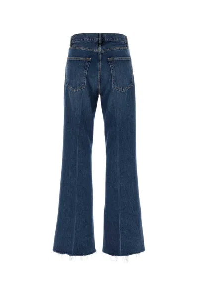 Frame The Lax Denim Flared Five Pocket Trousers In Blue