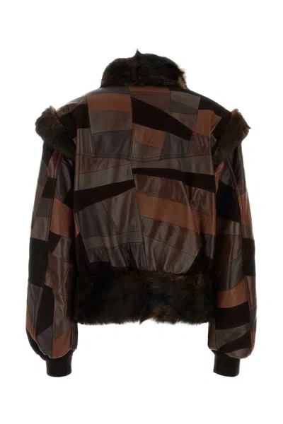 Chloé Shearling-trimmed Leather Bomber Jacket In Multi
