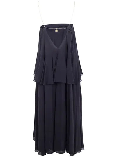Chloé Open-back Embellished Tiered Silk-georgette Maxi Dress In Black