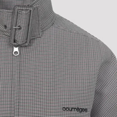 Courrèges Courreges Buckle Houndstooth Bomber Jacket Women In Gray