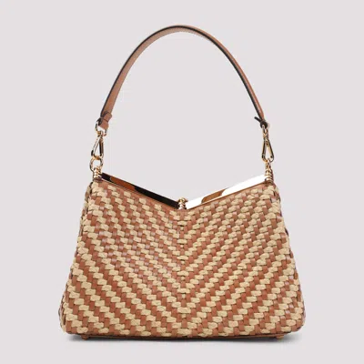 Etro Vela M Raffia Shoulder Bag Top Handle In Multi