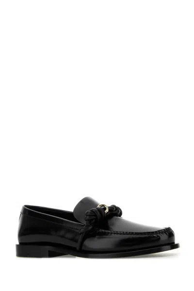 Jil Sander Knot-detailed Leather Loafers In Black