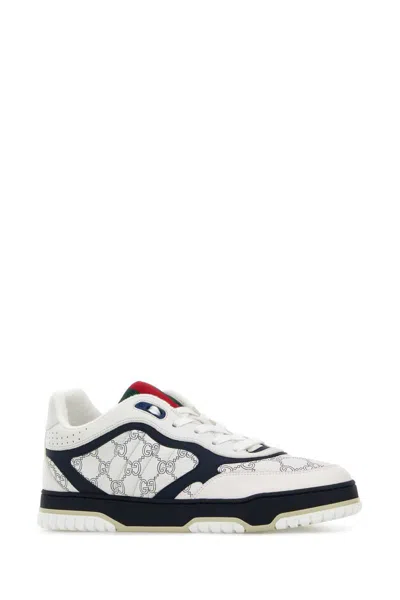 Gucci Re Web Sneakers Hammer Leather Pattern In White