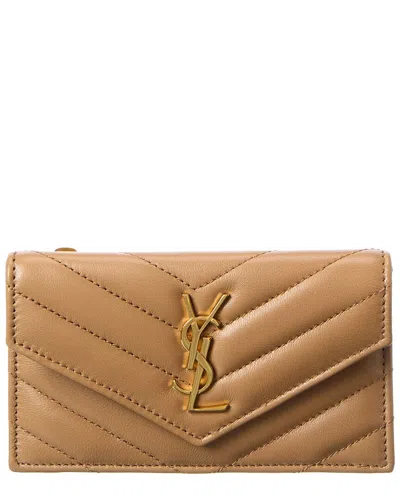 Saint Laurent Cassandre Leather Card Case In Pattern