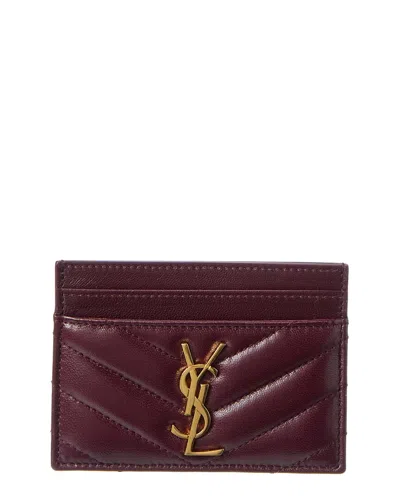 Saint Laurent Quilted Cassandras Card Holder Accessory In Purple