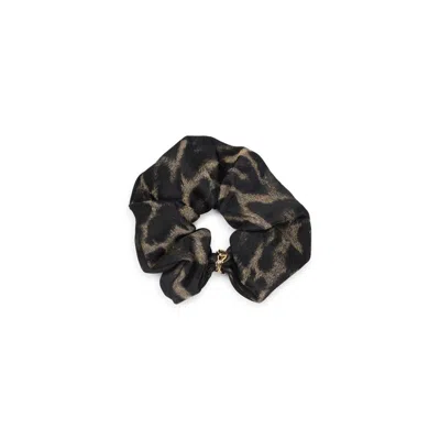 Saint Laurent Silk And Cashmere Scrunchie With Cassandre In Brown