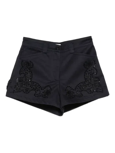 Sandro Paris Cotton Embroidered Shorts In Black