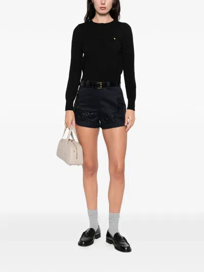 Sandro Paris Cotton Embroidered Shorts In Black
