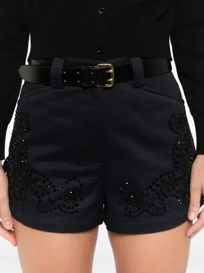 Sandro Paris Cotton Embroidered Shorts In Black