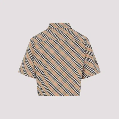 Burberry Vintage Check Cropped Shirt In Brown