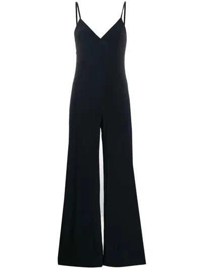Norma Kamali Backless V-neck Wide-leg Jumpsuit In Blue