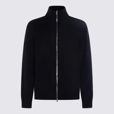 Seven Gauge Dark Blue Wool Knitwear In Black