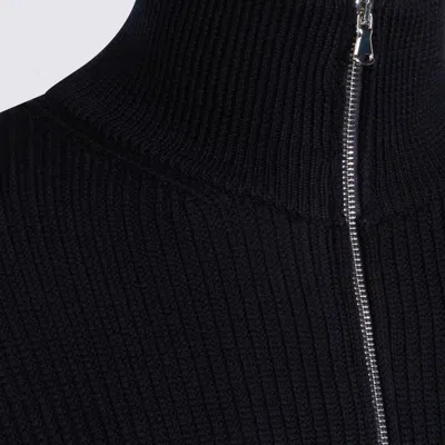 Seven Gauge Dark Blue Wool Knitwear In Black
