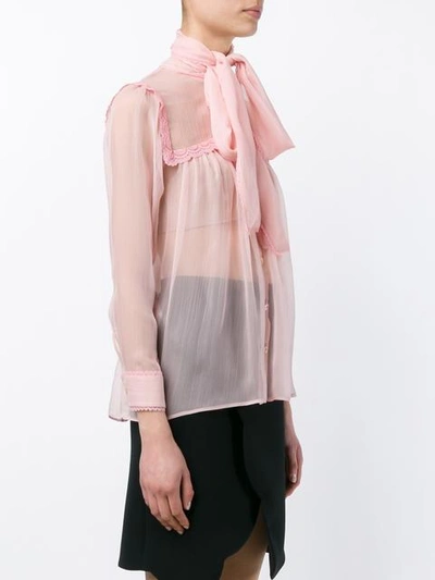 Shop Gucci Silk Sheer Blouse - Pink