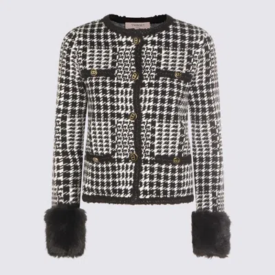 Twinset Black And White Casual Jacket In Black