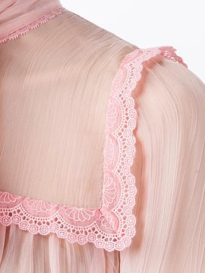 Shop Gucci Silk Sheer Blouse - Pink