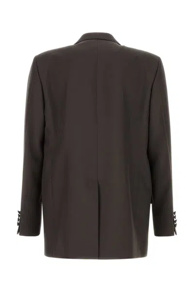 Gucci Double-breasted Jacket In Technical Panama In Brown