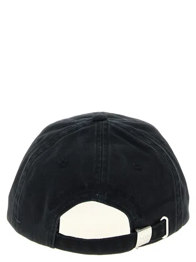 Ganni Womens Black Brand-embroidered Cotton-canvas Cap In Black