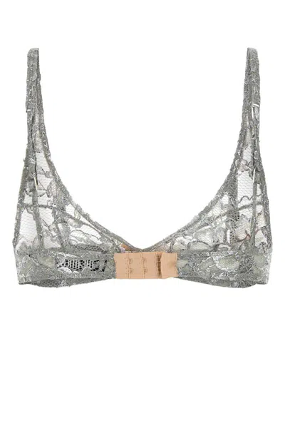 Attico Grey Lace Bra In Silver