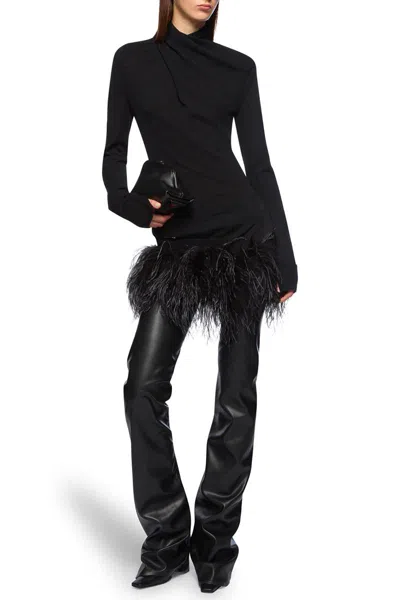 Attico Cross Neck Design Wool Sweater In Black