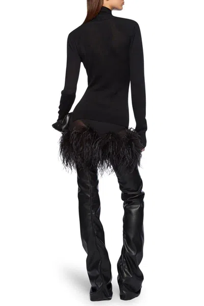 Attico Cross Neck Design Wool Sweater In Black