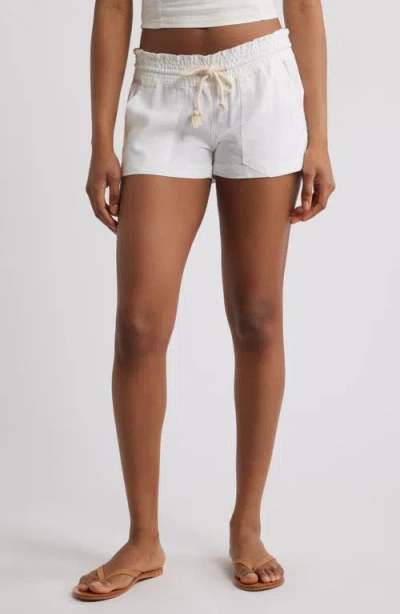 Roxy Oceanside Cotton Drawstring Shorts In White