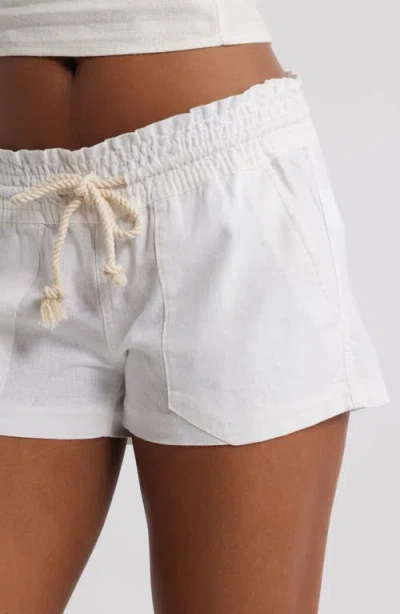 Roxy Oceanside Cotton Drawstring Shorts In White