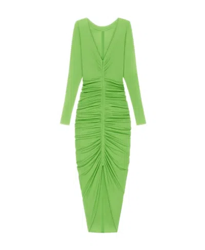 Givenchy Evening Ruched Dress In Jersey In Green
