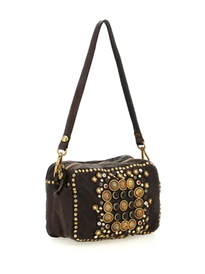 Campomaggi Embellished Studded Shoulder Bag In Brown