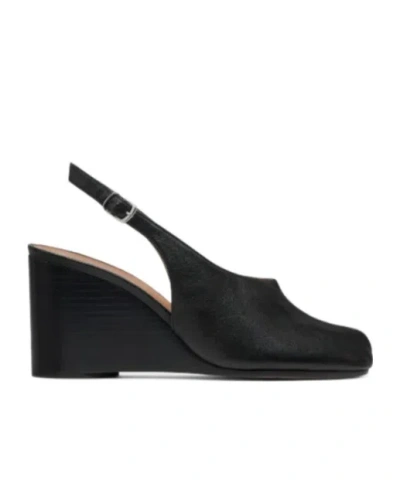 Maison Margiela Womens Black Tabi Leather Slingback Wedges Eur 36 / 3 Uk
