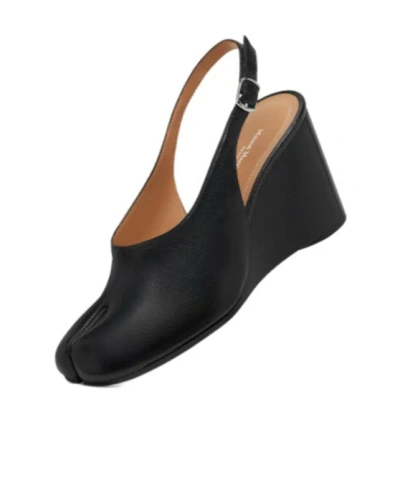 Maison Margiela Womens Black Tabi Leather Slingback Wedges Eur 36 / 3 Uk
