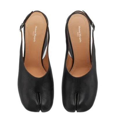 Maison Margiela Womens Black Tabi Leather Slingback Wedges Eur 36 / 3 Uk