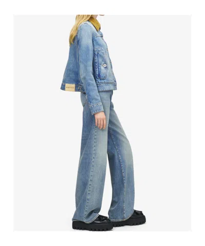 Alexander Mcqueen Fitted Blue Jacket With Peplum Hem And Contrasting Collar In Blue
