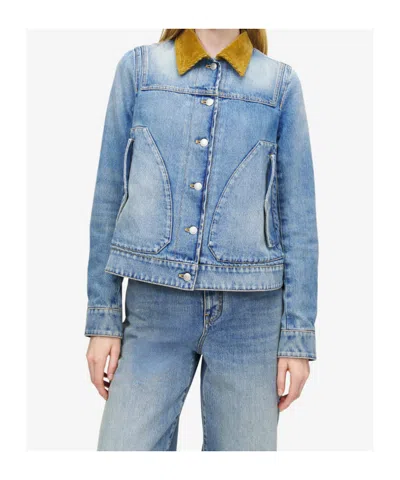 Alexander Mcqueen Fitted Blue Jacket With Peplum Hem And Contrasting Collar In Blue