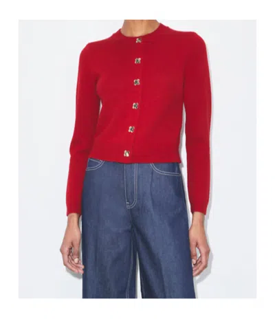 Tory Burch Cashmere Button Cardigan In Red