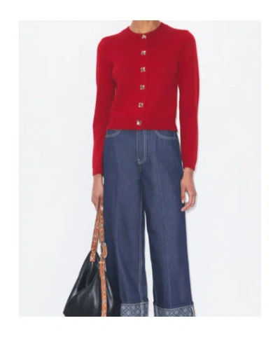 Tory Burch Cashmere Button Cardigan In Red
