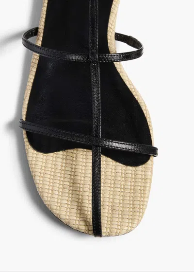 Khaite Cage Raffia And Leather Sandals In Black