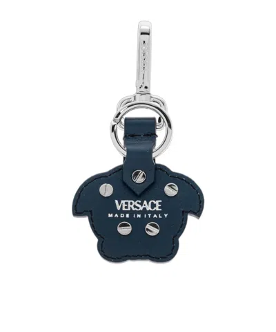 Versace Medusa Charm Keychain In Blue