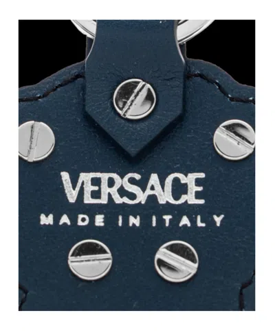 Versace Medusa Charm Keychain In Blue