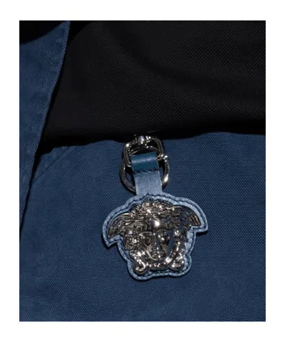 Versace Medusa Charm Keychain In Blue